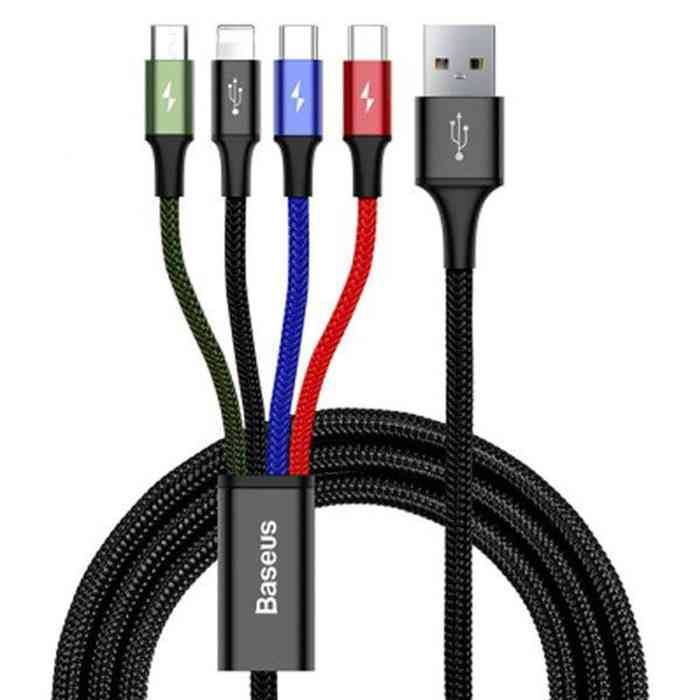 Baseus Rapid Series 4-in-1 Fast Charging Cable, 2x Type-C, Lightning & Micro USB