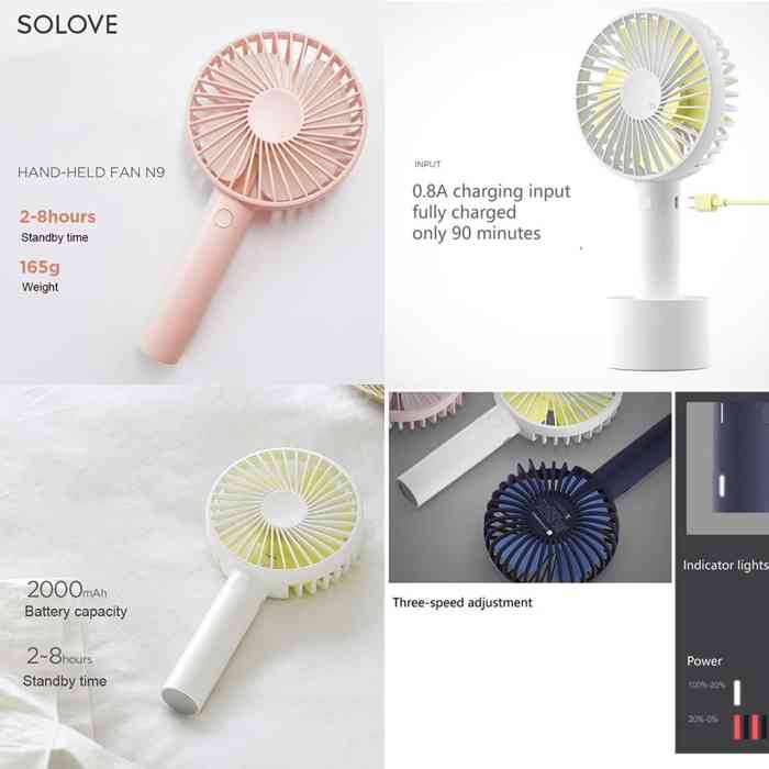 xiaomi solove n9 4w 2000mah handheld usb fan