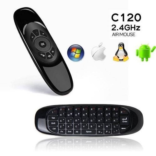 Air Mouse Remote Control Wireless QWERTY  Keyboard C120 2.4GHz  for Windows Mac OS Linux Android - BLACK