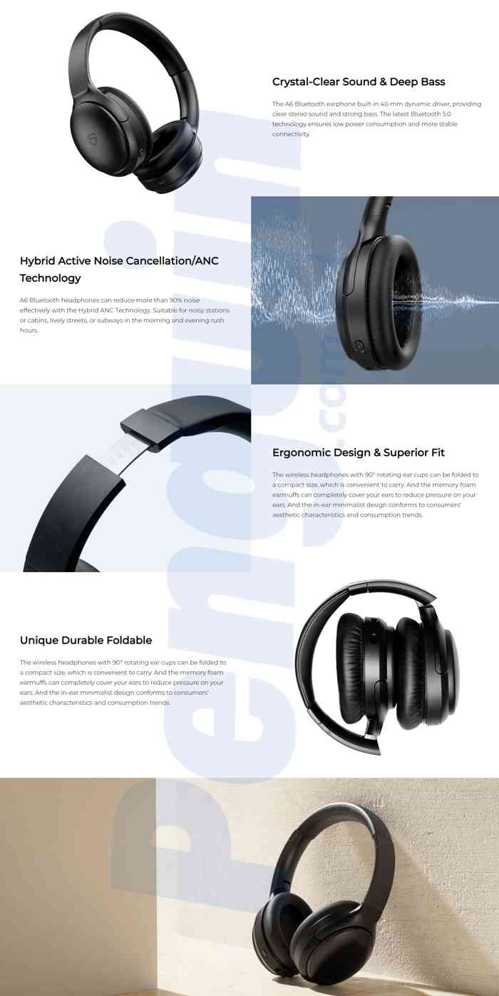 SoundPeats A6 Hybrid ANC Wireless Headphone