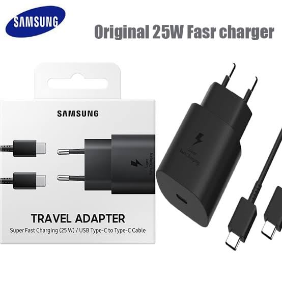 Samsung Original 25W Single Port, Type-C Fast Charger, (Cable not