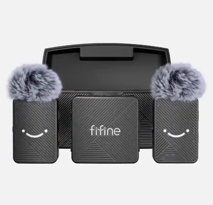 FIFINE M9 Dual Wireless Lav Microphones System with Charging Case