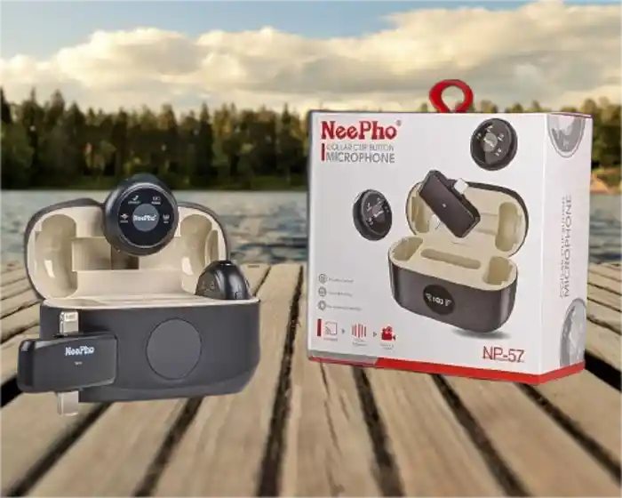 Neepho NP-57 Collar Clip Button Microphone with Type-C and iPhone Receiver – Professional Audio for Content Creators
