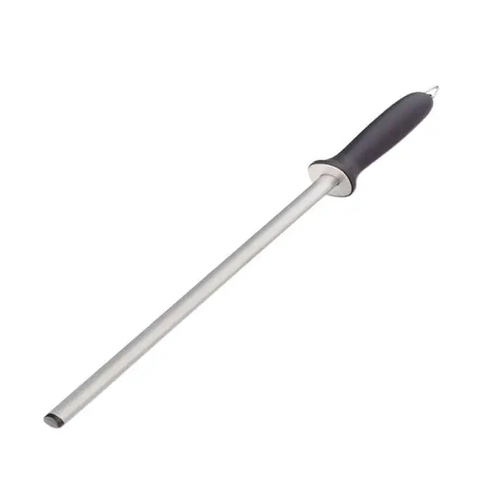 10 inch Round Regular Cut Sharpening Steel with Black Handle