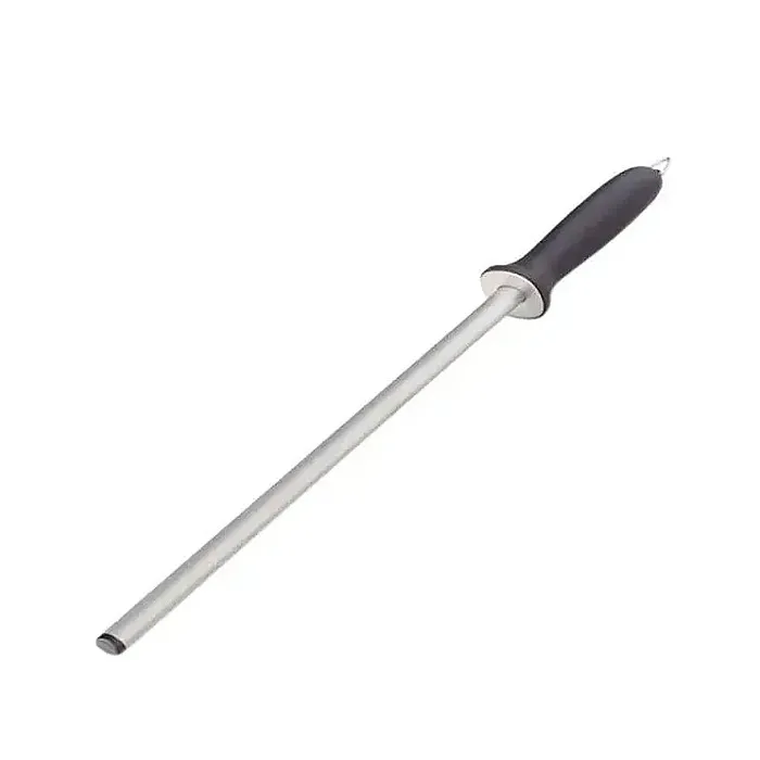 10 inch Round Regular Cut Sharpening Steel with Black Handle