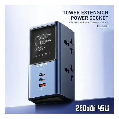 LDNIO SC2 Universal Power Socket Wall Mount Strip With PD USB Charging Ports 4 Way Outlet Extension Plug Socket - Image 4