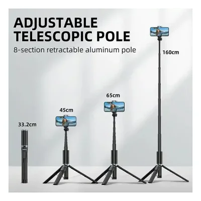 JMARY KT-259 Camera Phone Selfie Stick and Mini Tripods with Remote Shutter - Image 3
