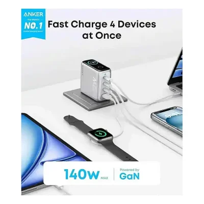 Anker Zolo 140W 4-Port Multi Device Charging GaN Power Adapter With Type-C Cable - Image 3