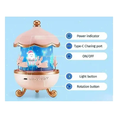 Bunny Carousel Night Light Projector for babys Rotating Cabin Projector Lamp Star Projector Night Light for Kids Baby carousel night light - Image 3
