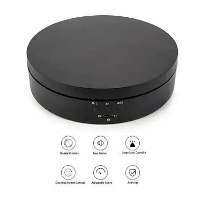 Hive RT-360 3 in 1 electric turntable 360 degree electric rotating display stand with remote control for photography product display jewelery watch 3d models collectibles (black) - Image 4