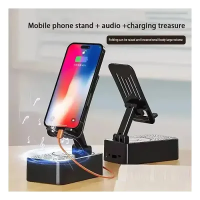 3 in 1 Portable Foldable Mobile Phone Holder with Bluetooth Speaker - Image 2