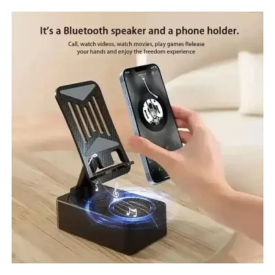 3 in 1 Portable Foldable Mobile Phone Holder with Bluetooth Speaker - Image 3