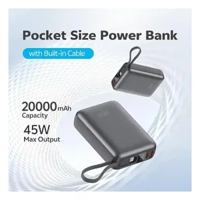 Qcy PB20A 45w PD 20000mah Fast Charging Power Bank - Image 3