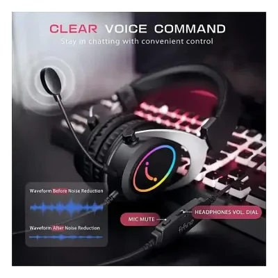FIFINE AmpliGame H3 RGB Headset with 3.5mm TRRS Jack for PS4/5, Xbox, Switch, In-line Volume & Mute Control - Image 2