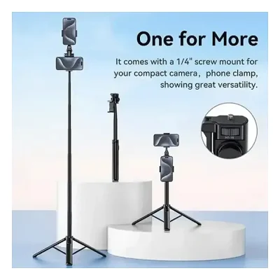 Ulanzi MT-70 Tripod 1.5m Selfie Stick Tripod with 360 / 180 Degree Pan and Tilt, Rotating Cold Shoe Mount, 1kg Max Load Capacity and 20m Wireless Remote Control Range for Smartphone Compact Cameras - Image 3