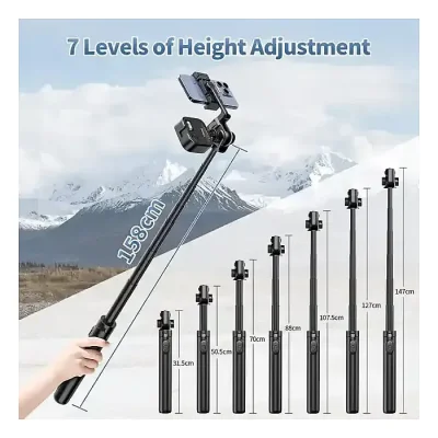 Ulanzi MT-70 Tripod 1.5m Selfie Stick Tripod with 360 / 180 Degree Pan and Tilt, Rotating Cold Shoe Mount, 1kg Max Load Capacity and 20m Wireless Remote Control Range for Smartphone Compact Cameras - Image 4