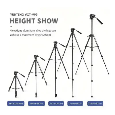 Yunteng VCT-999 Professional Camera Tripod Aluminum Alloy DSLR Camera Tripod (6.75 Feet) - Image 3