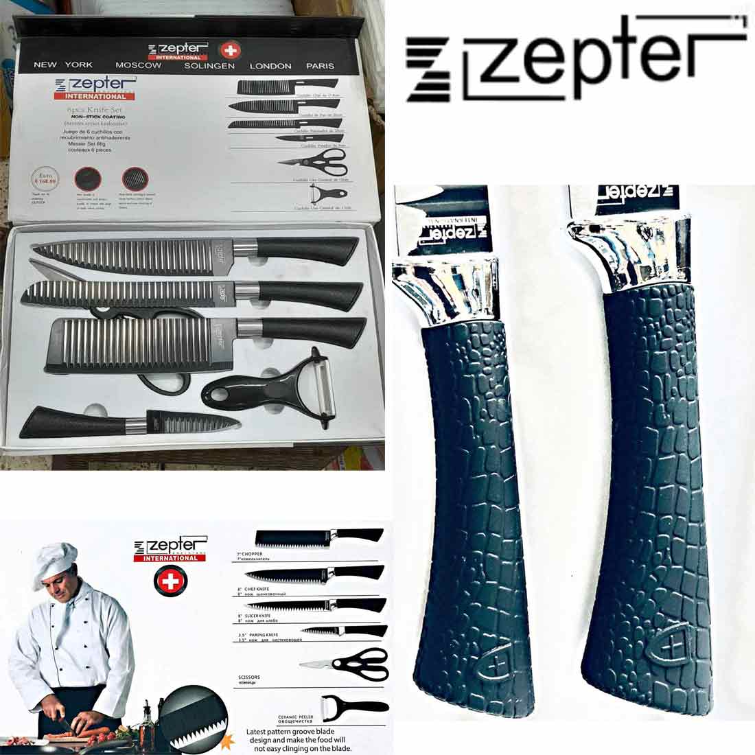 Zepter Kitchen Knife Set 6 in 1 Scissors Fruit Peel Set