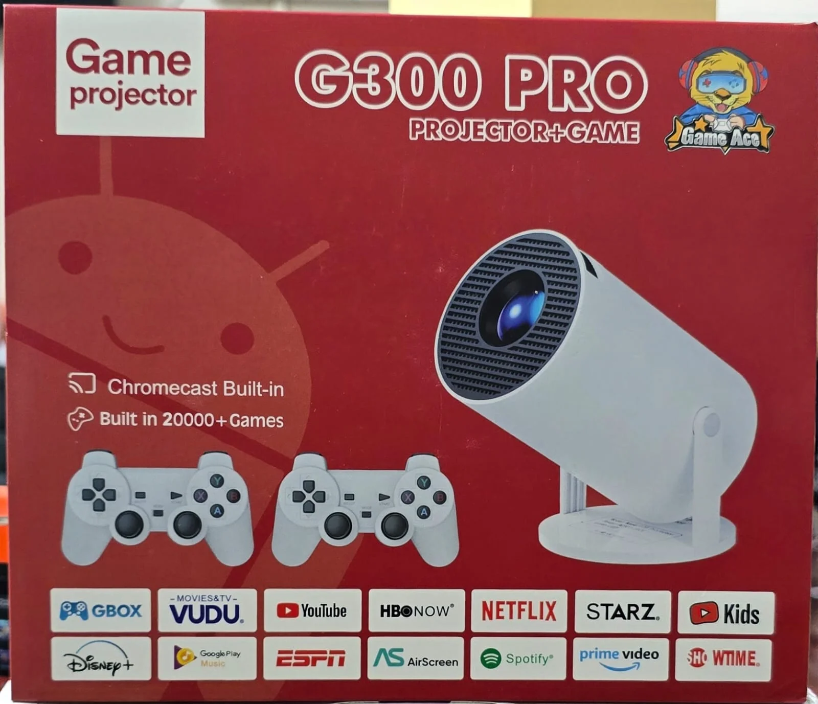 G300 pro 4k Mini Gaming Projector with 20000+ Games