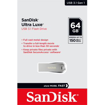 Sandisk 64GB Ultra Luxe USB 3.1 Metal Silver Pen Drive