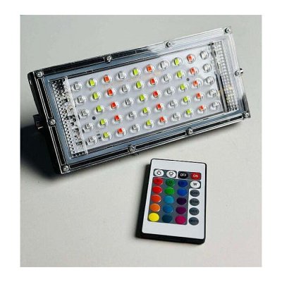 RGB LED Flood Light- Remote Controlled IP66 Waterproof Landscape & Outdoor Lighting (50W, AC220V) - Image 2