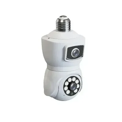 V380 E9 Dual Lens Bulb PTZ IP Camera White/ Black Color - Image 1