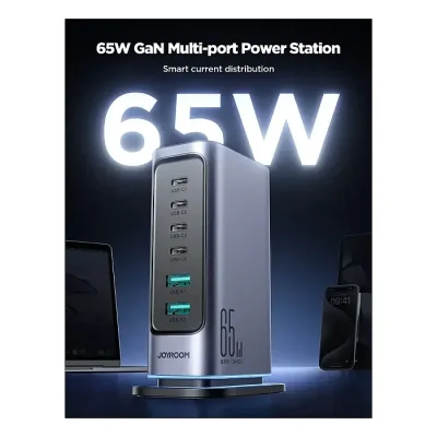 JOYROOM JR-TCM02 65W Gan Multi-port EU Plug Power Station - Image 3