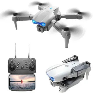 E99 Drone With Camera, Dual Camera FPV WiFi, Foldable RC Quadcopter Drone, Remote Control Drone Toys For Beginners Men's Christmas Halloween Gifts,Indoor And Outdoor UAV, Contain Battery (Gray)