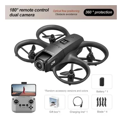 D16 Mini Dron Dual HD Camera Foldable Remote Control Drone with Optical Fow Hover Auto Intelligent Obstacle Avoidance Indoor and Outdoor Drone Drone for Kids With Propeller Guard - Image 5
