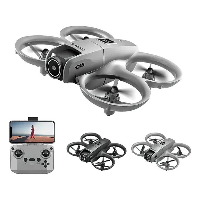 D16 Mini Dron Dual HD Camera Foldable Remote Control Drone with Optical Fow Hover Auto Intelligent Obstacle Avoidance Indoor and Outdoor Drone Drone for Kids With Propeller Guard - Image 3