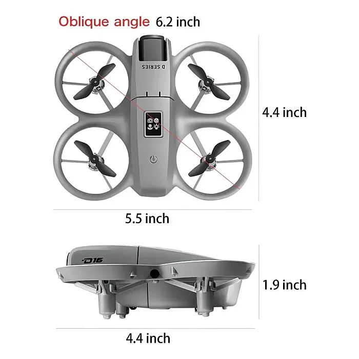 D16 Mini Dron Dual HD Camera Foldable Remote Control Drone with Optical Fow Hover Auto Intelligent Obstacle Avoidance Indoor and Outdoor Drone Drone for Kids With Propeller Guard - Image 2