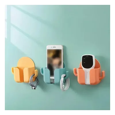 Multifunctional Wall Charger Storage Box Wall Mounted Organiser No Punch Shelf Bathroom Mobile Phone Wall - Image 2