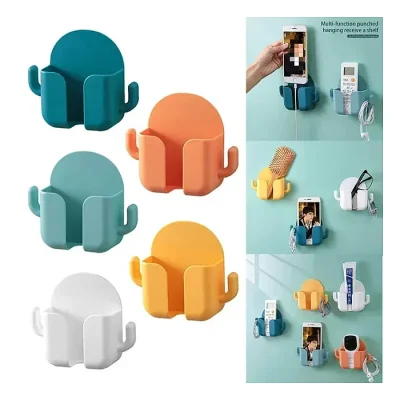 Multifunctional Wall Charger Storage Box Wall Mounted Organiser No Punch Shelf Bathroom Mobile Phone Wall - Image 3