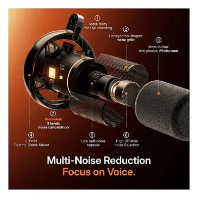 MAONO PD200W Hybrid Wireless Podcast Microphone for PC, Dynamic XLR USB Mic with Desktop Stand, Software, Noise Cancellation, for Vocal Recording, Streaming, Content Creation, Home Studio, Voiceover - Image 2