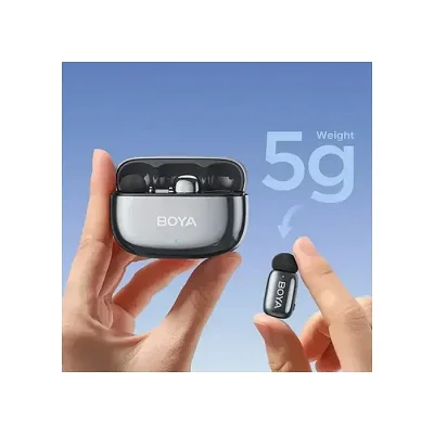 BOYA mini 2-05 Black Upgraded Super Mini Wireless Microphone with AI Noise Cancellation (TX-1. RX-1 With Case) Type c - Image 2
