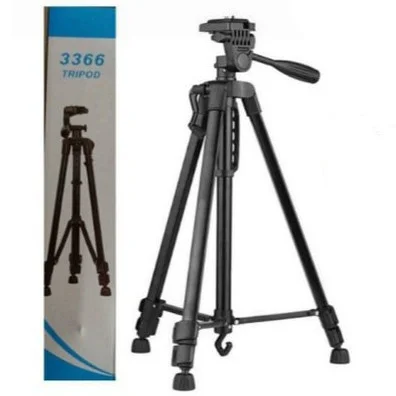3366 Aluminum Tripod Universal Lightweight Tripod with Mobile Phone Holder Mount & Carry Bag for All Smart Phones, Gopro, Cameras