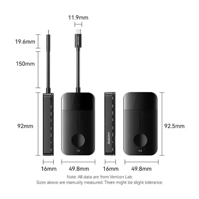 VENTION ADOBB Wireless USB-C to HDMI Transmitter  and Receiver 0.15M Black - Image 2
