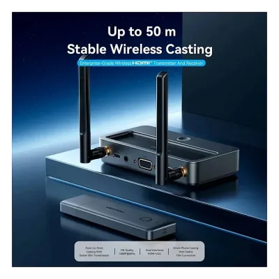 VENTION ADTH0 Enterprise-Grade Wireless HDMI to  HDMI + VGA + 3.5mm TRS + USB-C Transmitter and  Receiver Gray Aluminum Alloy Type - Image 4