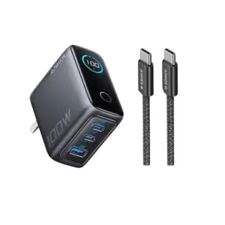 ANKER B121B Charger 3 Port 100W Fast Charging LED Display Type C to Type C Cable