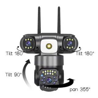 V380 PRO 3 Lens CCTV Outdoor Waterproof Night Vision PTZ Camera (4G+LAN)