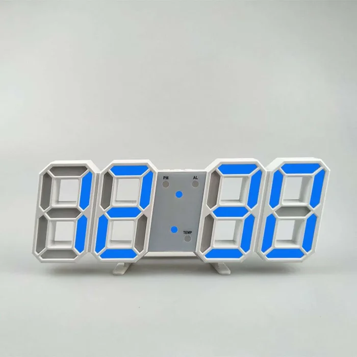 3D Digital Wall Clock LED Table Clock Time Alarm Temperature Date Sound Control Night Light