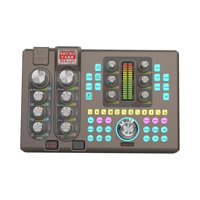 K380 48V Sound Card External Audio Mixer Live Broadcast Sound Card Audio Interface