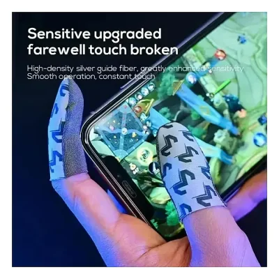 MEMO FS02 1 Pair Mobile Game Gloves for PUBG Breathable Finger Sleeve Sweatproof Fingertips Anti-slip Silver Fiber Gaming Cover - Image 4