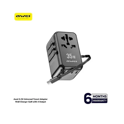 Awei G-52 Universal Travel Adaptor Wall Charger GaN with 4 Output - Image 2