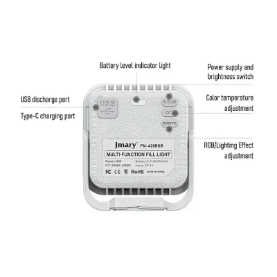 JMARY FM-428RGB RGB LED Light For Photography / Videography Portable Magnetic Fill Light - Image 4