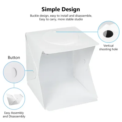40 x 40 x 40cm Photo Studio Box Photography Backdrop Built-in Light Photo Box for DSLR Camera Photography Box Studio Accessories - Image 4
