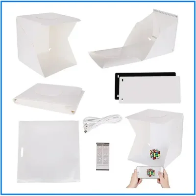 40 x 40 x 40cm Photo Studio Box Photography Backdrop Built-in Light Photo Box for DSLR Camera Photography Box Studio Accessories - Image 2
