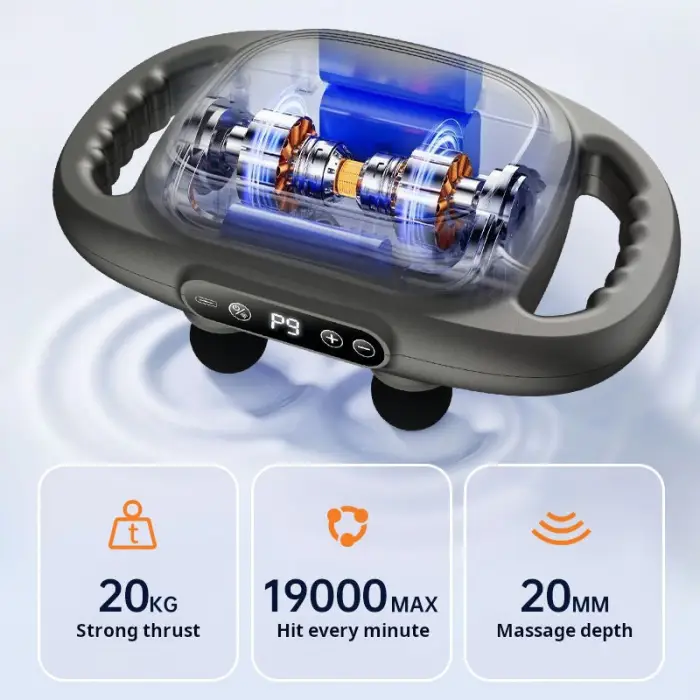 6-head Infrared Percussion Massage Gun High Rpm Vibrational Relaxation Handheld Deep Tissue Body Massager for Back Facial Gun - 4