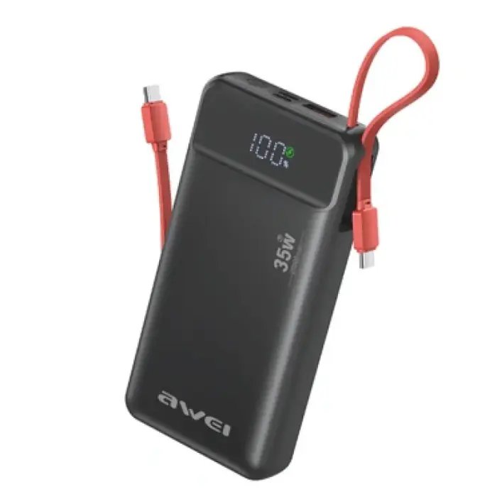 AWEI S22 20000mAh Dual Cable 35W Fast Charging Power Bank