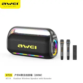 Awei KT19 200W Bluetooth Speaker Super Bass Karaoke Set With Rhythmic Lighting Effects Awei KT19 200W Bluetooth Speaker Super Bass Karaoke Set With Rhythmic Lighting Effects